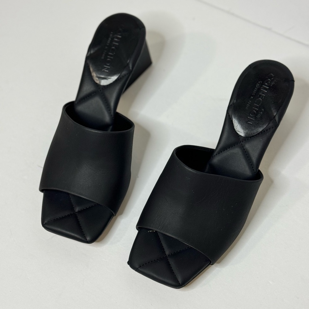 CHARLES & KEITH LEATHER TRAPEZE HEEL MULE SIZE 35 - Picture 5 of 8